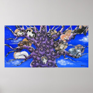 Affiche Chats dans l'Arbre Art Fantaisiste