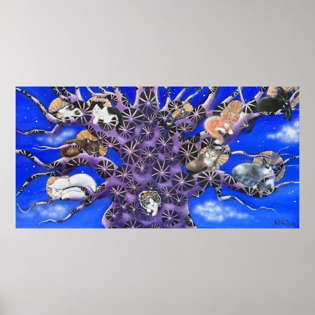 Affiche Chats dans l'Arbre Art Fantaisiste (Devant)