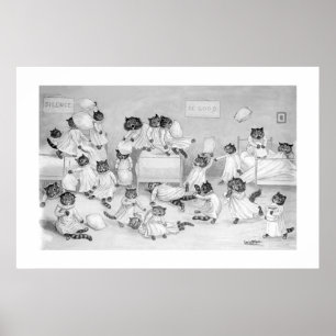 Affiche Chats dans le dortoir par Louis Wain -