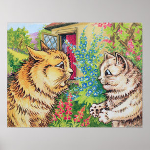 Affiche Chats dans un jardin, Louis Wain