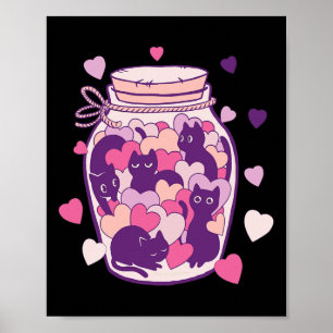 Affiche Chats dans une bouteille Coeurs de la Saint-Valent