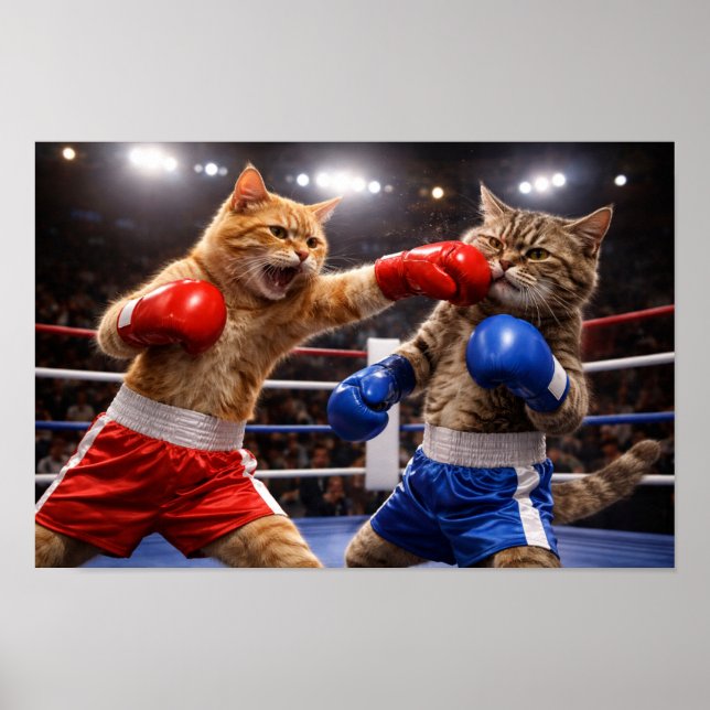 Affiche Chats de boxe (Devant)