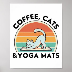 Affiche Chats De Café Et Tapis De Yoga Méditation Femmes H