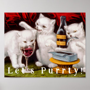 Affiche Chats de fête vintages et amusants - Purty !