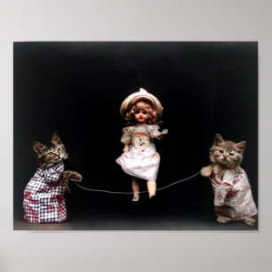 Affiche Chats De Jeu Avec Poupée À Sauter Coloré
