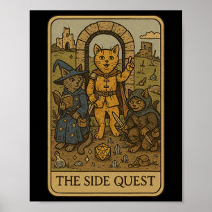 Affiche Chats de joueurs de Rpg Drôle Quest Card Tarot Ner