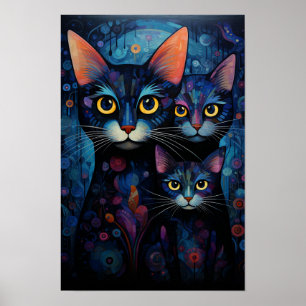 Affiche Chats de jour et de nuit : Mirored Twilight Art