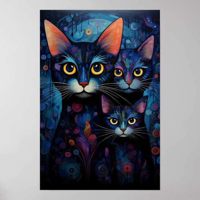 Affiche Chats de jour et de nuit : Mirored Twilight Art (Devant)