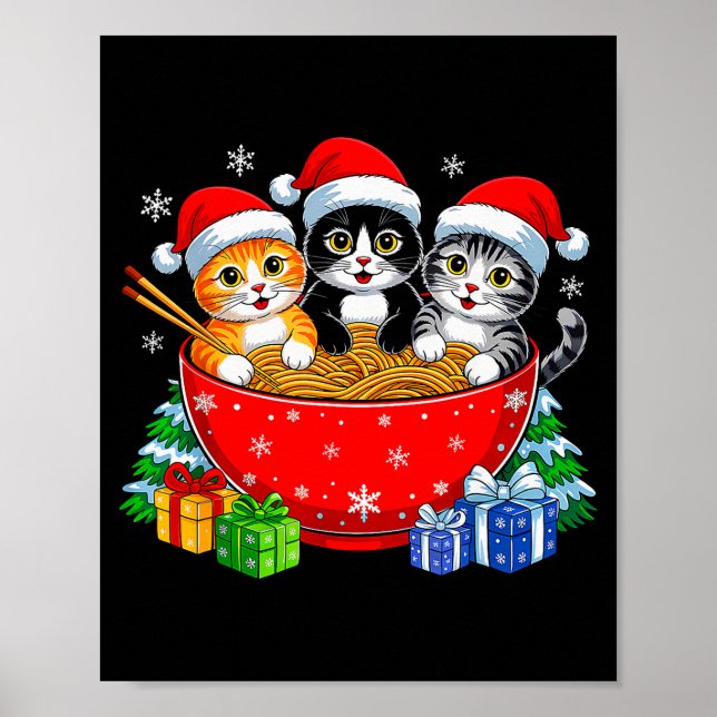 Affiche Chats de Noël Ramen Chatons Anime Noël Pour Hommes (Devant)