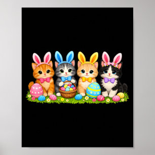 Affiche Chats de Pâques lapin mignon œufs pastel Printemps
