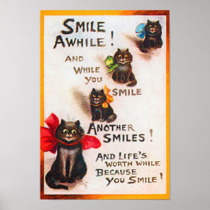 Affiche Chats de sourire, Louis Wain