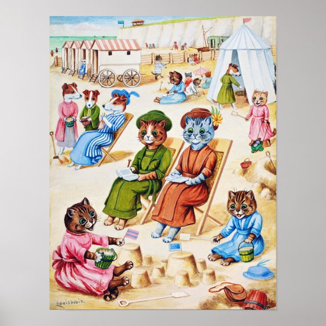 Affiche Chats de temps des fêtes, Louis Wain (Devant)