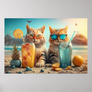 Affiche Chats de vacances
