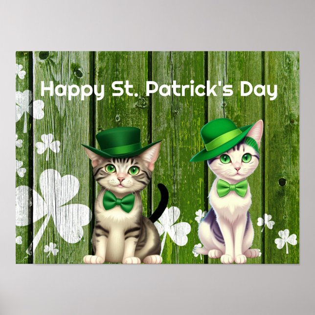 Affiche Chats de vacances Imprimer, Papier d'affiche de va (Happy Cats Celebrating St. Patrick's Day!)