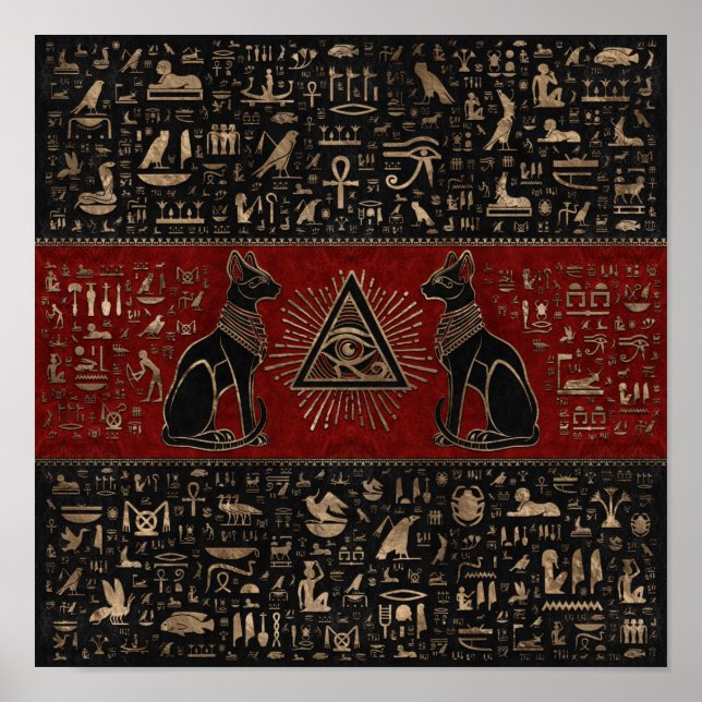 Affiche Chats égyptiens et oeil de Horus (Devant)