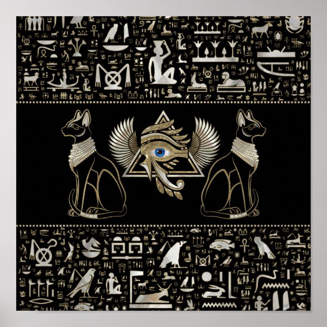 Affiche Chats égyptiens et oeil de Horus (Devant)