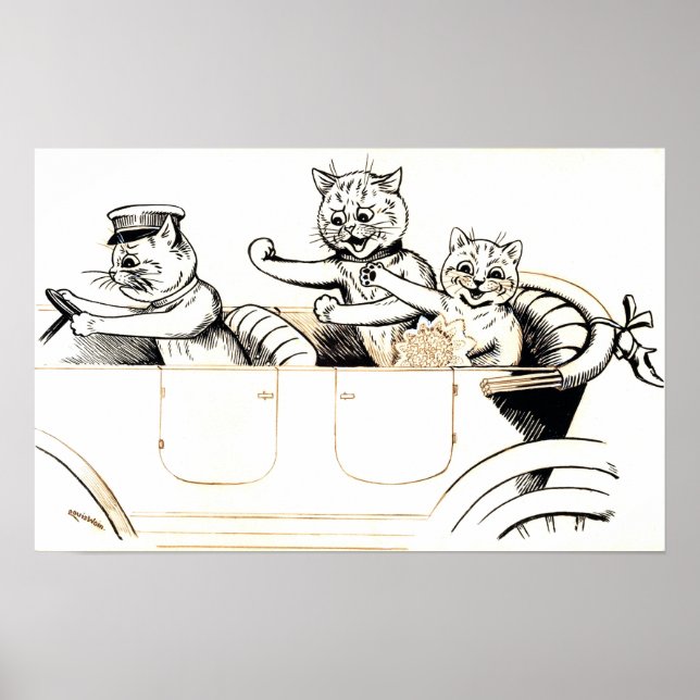 Affiche Chats en lune de miel, Louis Wain (Devant)