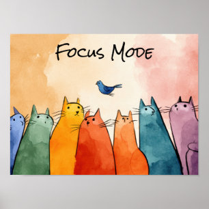 Affiche Chats en mode concentration – Citations drôles de