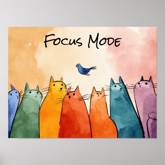 Affiche Chats en mode concentration – Citations drôles de  (Devant)
