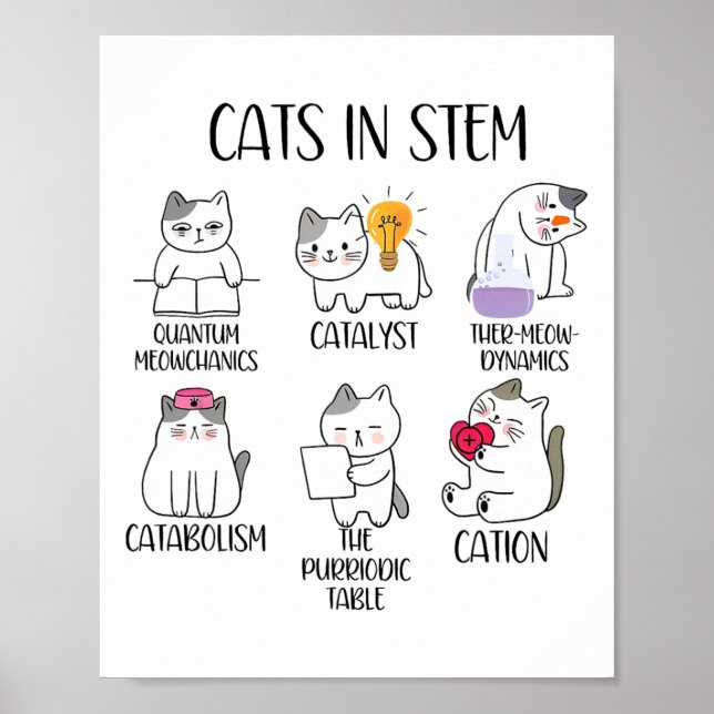 Affiche Chats en STEM Mème scientifique drôle Nerd Chat sc (Devant)