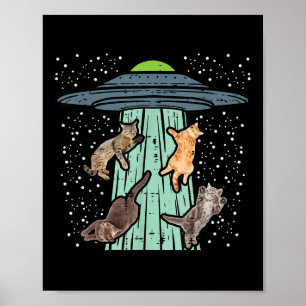 Affiche Chats Enlevés Par Ufo Amusant Alien Space Lover Ho