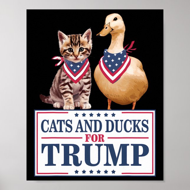 Affiche Chats et canards pour Trump 2024 Chatons et canard (Devant)