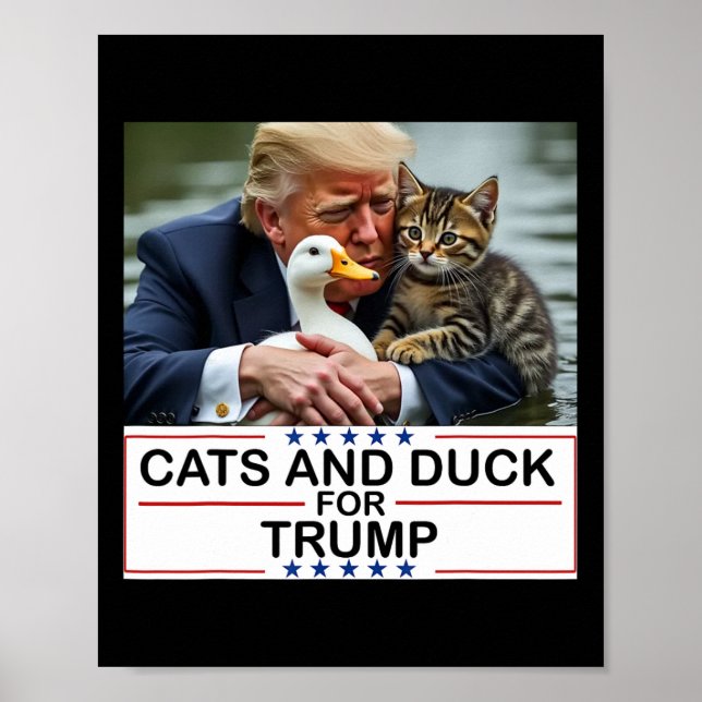 Affiche Chats et canards pour Trump 2024 Chatons et canard (Devant)