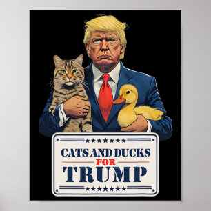 Affiche Chats Et Canards Pour Trump 2024 Chatons Et Canard