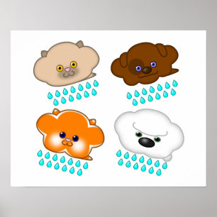 Affiche Chats et chiens en pluie