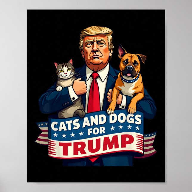 Affiche Chats et chiens pour Trump 2024 Chatons et chiens  (Devant)