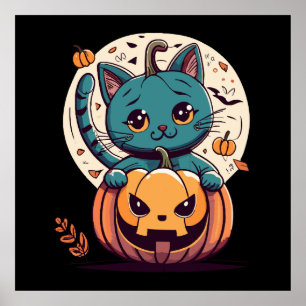 Affiche Chats et citrouilles pour un joyeux Halloween !