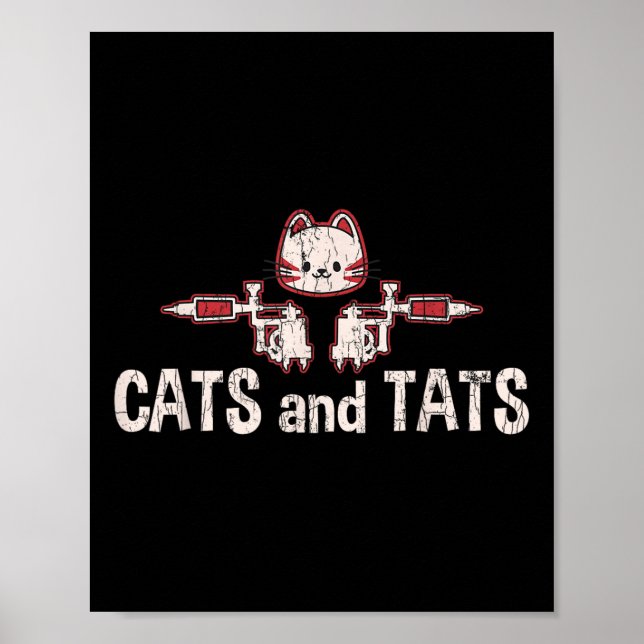 Affiche Chats Et Tats Tatouage Drôle Cadeau (Devant)