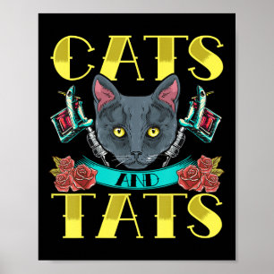 Affiche Chats Et Tats Vintage Style Ancien Tatouage Design