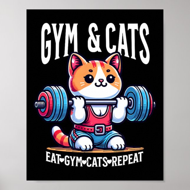 Affiche Chats Et Travail De Gym Drôle De Bodybuilding De C (Devant)