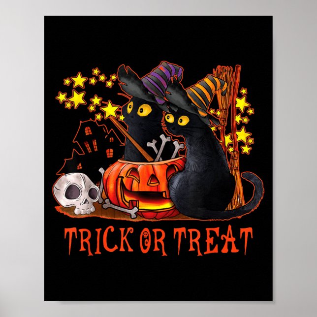 Affiche Chats Fantômes Citrouille Chat Noir Maman Hallowee (Devant)