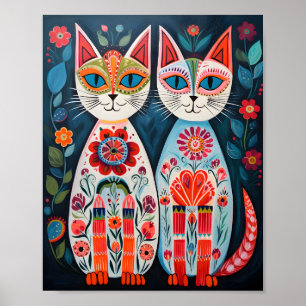 Affiche Chats Folk Scandi