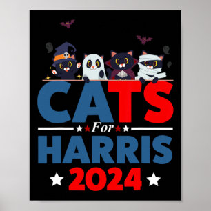 Affiche Chats For Harris 2024 - Kamala Harris Halloween Me