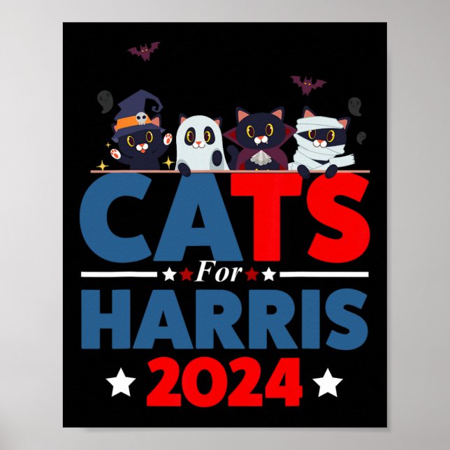 Affiche Chats For Harris 2024 - Kamala Harris Halloween Me (Devant)