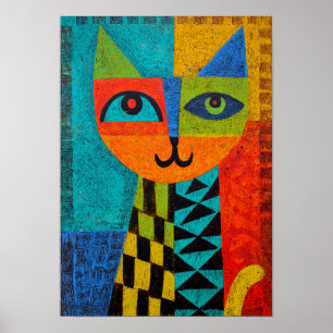 Affiche Chats géométriques – Audacieux, lumineux et ludiqu