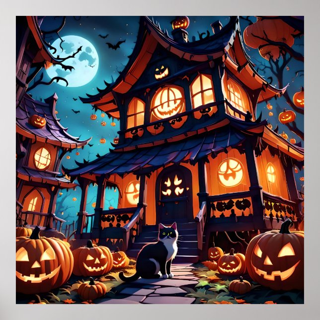 Affiche Chats Haunted Fun House (Devant)