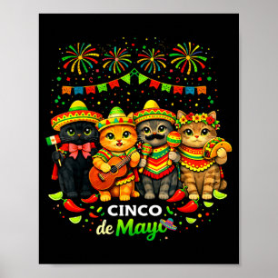Affiche Chats heureux de cinq mai drôle de fête mexicaine