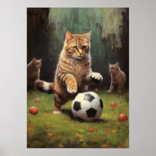 Affiche Chats jouant au football
