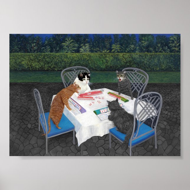 Affiche Chats Jouant au Mahjong 2 (Devant)