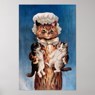 Affiche Chats jumeaux, Louis Wain