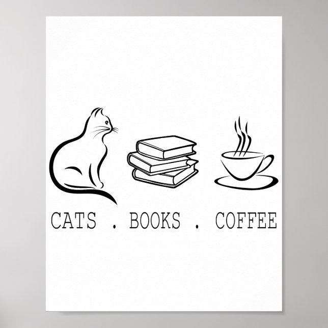 Affiche Chats Livres Café pour les lecteurs qui possèdent  (Devant)
