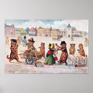 Affiche Chats Marketing, Louis Wain