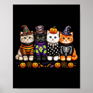 Affiche Chats mignons de Halloween Kawaii amateurs de chat
