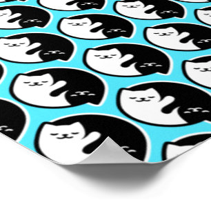 Affiche Chats Mignons Symbole Yin Yang Méditation Amateur