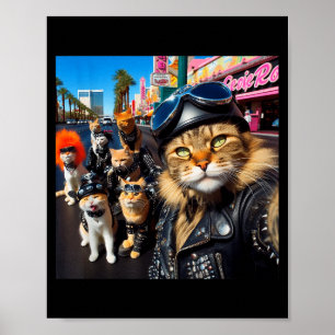 Affiche Chats motards drôles Gangster Chats Moto de rue C