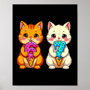 Affiche Chats Neko Mignons Kawaii 67 Drip Meme Drôle Six S
